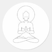 瞑想する人の黒いアウトラインのシルエット ラウンドシール (正面)