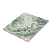 瞑想する仏像の竹の墨絵アート タイル (側面)