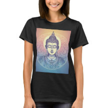瞑想する仏陀の曼荼羅アートTシャツ - ゼンな精神
