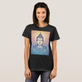 瞑想する仏陀の曼荼羅アートTシャツ - ゼンな精神 Tシャツ (正面フル)