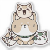 瞑想する禅猫と手の義肢 シール (正面)