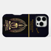 瞑想する穏やかな金の仏陀 iPhoneケース (裏面横)