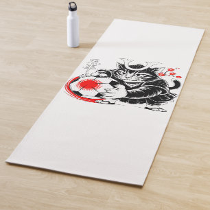 瞑想とフィットネスのための芸術的な侍猫 ヨガマット
