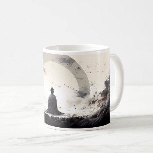 瞑想と平和 コーヒーマグカップ (正面右)