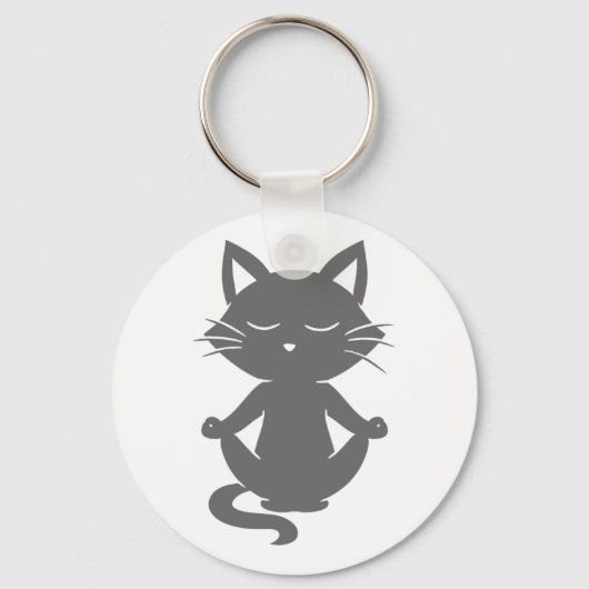 瞑想にかわいい猫 – 背景色を選択 キーホルダー (正面)
