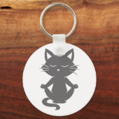 瞑想にかわいい猫 – 背景色を選択 キーホルダー (正面)