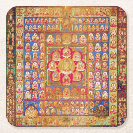 瞑想のためのマンダラ宇宙図 スクエアペーパーコースター (正面)