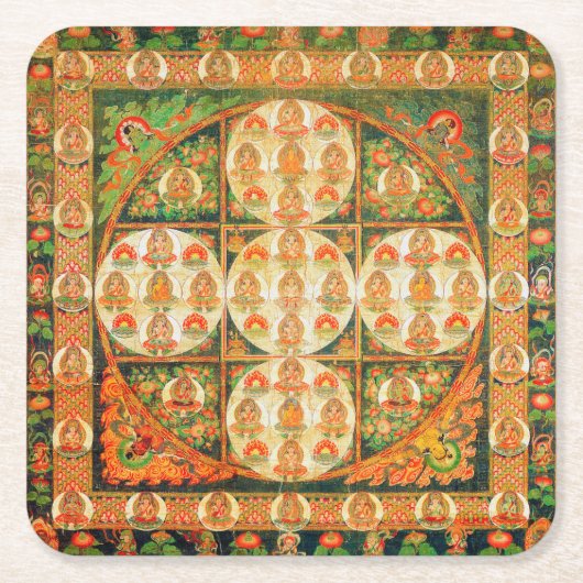 瞑想のためのマンダラ宇宙図 スクエアペーパーコースター (正面)