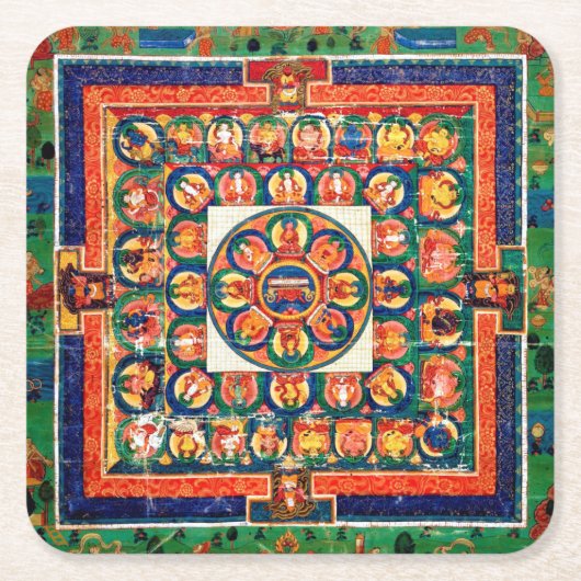 瞑想のためのマンダラ宇宙図 スクエアペーパーコースター (正面)