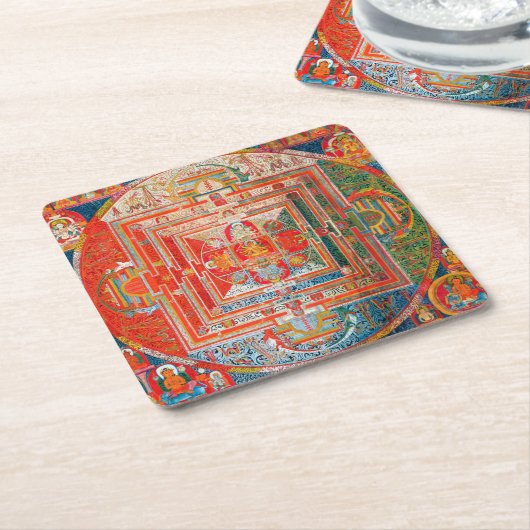 瞑想のためのマンダラ宇宙図 スクエアペーパーコースター (アングル)