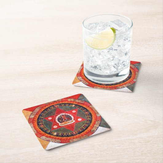 瞑想のためのマンダラ宇宙図 スクエアペーパーコースター (インサイチュ)