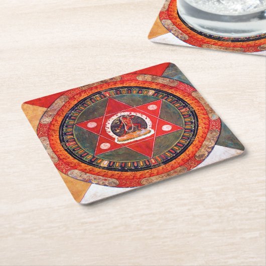 瞑想のためのマンダラ宇宙図 スクエアペーパーコースター (アングル)