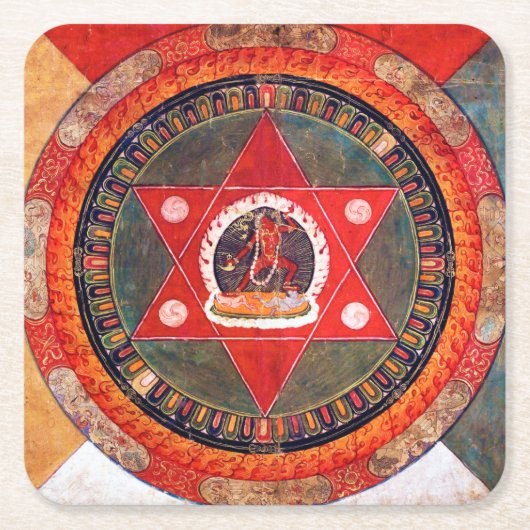 瞑想のためのマンダラ宇宙図 スクエアペーパーコースター (正面)