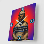 瞑想の中の仏 スクエア壁時計 (傾斜)