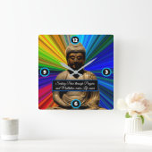 瞑想の中の仏 スクエア壁時計 (ホーム)