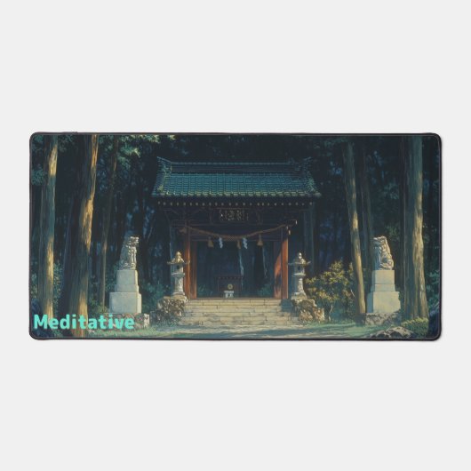 瞑想の森の神社 - 静謐なる森の聖域 デスクマット (正面)