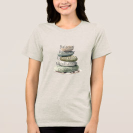 瞑想の石 バランス マインドフルネス ヨガ トライブレンドTシャツ