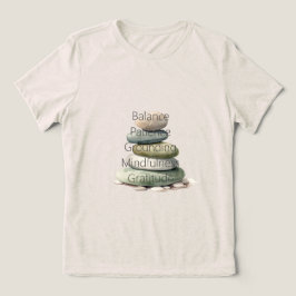 瞑想の石 バランス マインドフルネス ヨガ トライブレンドTシャツ