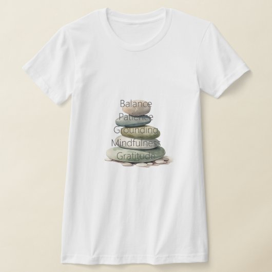 瞑想の石 バランス マインドフルネス Tシャツ (レイダウン)