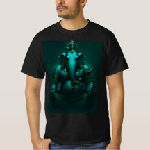 瞑想の神ガネーシャ スピリチュアルネオンTシャツ
