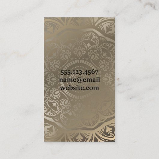 瞑想アイコン |金属製金ゴールドマンダラパターン 名刺 (裏面)