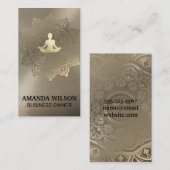 瞑想アイコン |金属製金ゴールドマンダラパターン 名刺 (正面/裏面)