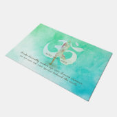 瞑想インストラクターヨガポーズオムシンボルウェルカム ドアマット (アングル)