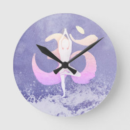 瞑想インストラクターヨガポーズOMサインバーペリ ラウンド壁時計