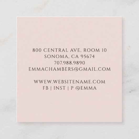 瞑想インストラクターロータスポーズピンク スクエア名刺 (裏面)