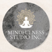 瞑想インストラクター斑大理石 ラウンドペーパーコースター (正面)