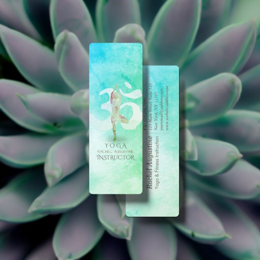 瞑想インストラクター水色ヨガポーズオムサイン スキニー名刺