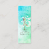 瞑想インストラクター水色ヨガポーズオムサイン スキニー名刺 (正面)