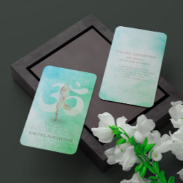 瞑想インストラクター水色ヨガポーズオムサイン 名刺