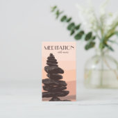 瞑想ガイドピーチ霊気ストーンケアンスタック 名刺 (スタンド正面)