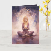 瞑想シアルクラウドピンクブルー誕生日 カード (黄色い花)