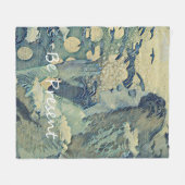 瞑想スピリチュアル祈りの言葉ウーマンブルースリープ フリースブランケット (正面(横))