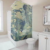 瞑想スピリチュアル祈りの言葉ウーマンブルー シャワーカーテン (インサイチュ)