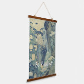 瞑想スピリチュアル祈りの言葉ウーマンブルー 吊り下げ型タペストリー (傾斜あり)