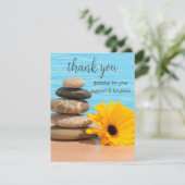 瞑想ゼンストーンズサマービーチシンプル サンキューカード (スタンド正面)