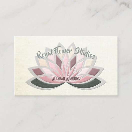 瞑想パステルロータスフラワービジネスカード 名刺 (正面)