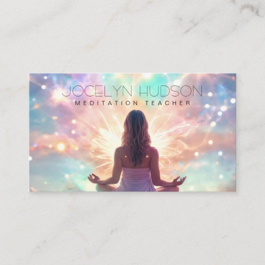 瞑想パステル光沢のある宇宙つながり 名刺 (正面)