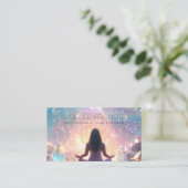 瞑想パステル光沢のある宇宙ピラミッド 名刺 (スタンド正面)