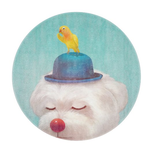 瞑想ピエロドッグポートレート カッティングボード (正面)