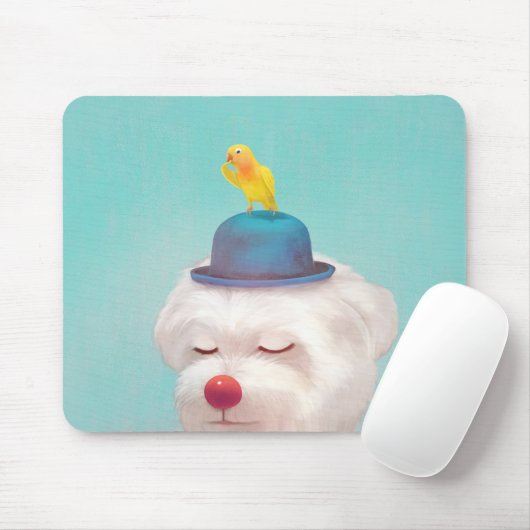 瞑想ピエロドッグポートレート マウスパッド (マウス)