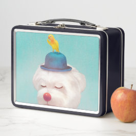 瞑想ピエロドッグポートレート メタルランチボックス