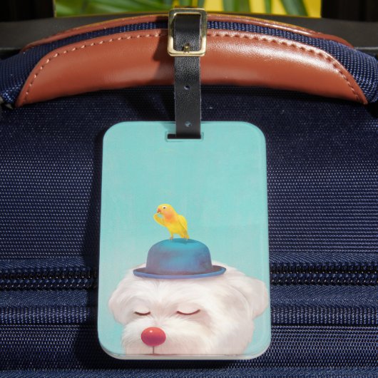 瞑想ピエロドッグポートレート ラゲッジタグ (正面インサイチュ2)