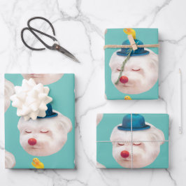 瞑想ピエロドッグポートレート ラッピングペーパーシート