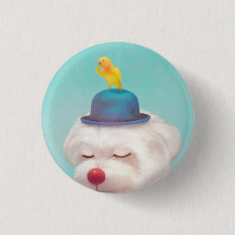 瞑想ピエロドッグポートレート 缶バッジ