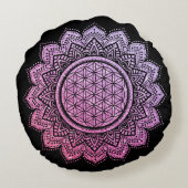 瞑想ピローグリッターピンクパープル ラウンドクッション (裏面)