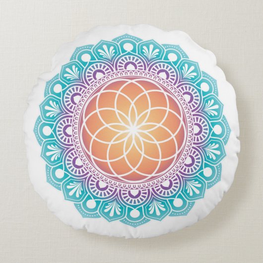 瞑想ピローマンダラライフの種子 ラウンドクッション (正面)